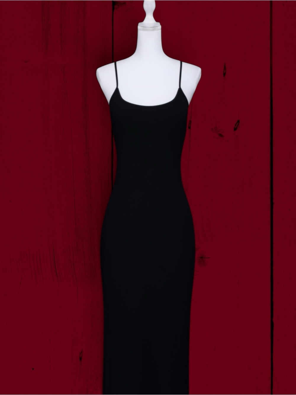 Express Ribbed Black Spaghetti Strap Maxi Dress